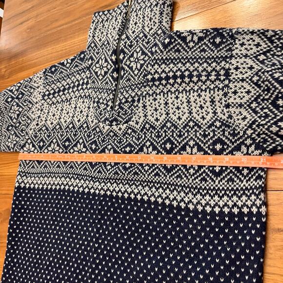 L.A.M. Alpaca Sweater Size Large Half Zip Authentic Bolivian Navy Gray - Picture 8 of 13